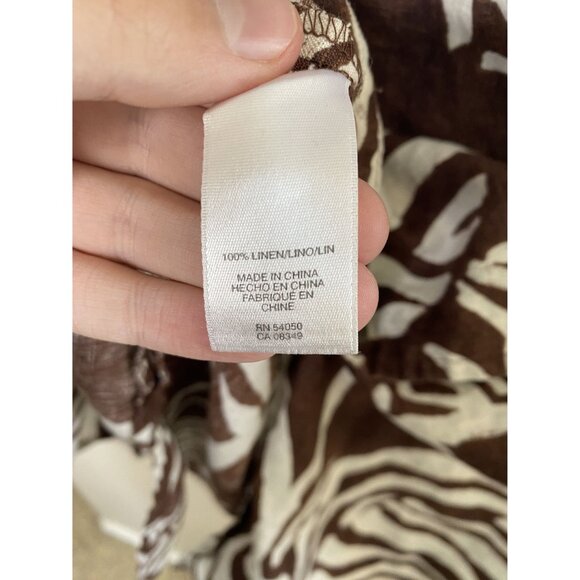 Jones New York Womens Brown Blouse Small 3/4 sleeve linen button up collared - Picture 5 of 8